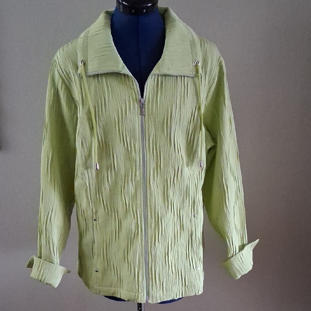 Christopher & Banks Light Green Textured Zip Up Jacket - NWT